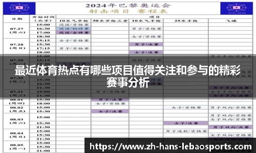 最近体育热点有哪些项目值得关注和参与的精彩赛事分析